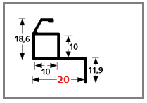 20 mm profiel technische tekening