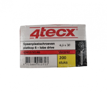 Spaanplaatschroef 4 x 30 mm specificaties