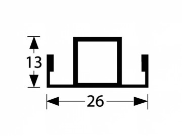 Tussenprofiel 26 mm afmetingen
