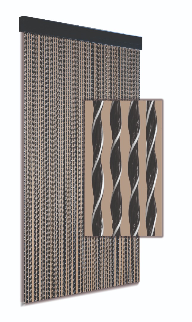 DEGOR - vliegengordijn/deurgordijn - lamellen bruin/beige -90x220cm